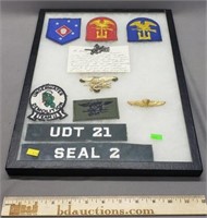 Military Patches in Display Case