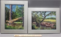 Pair of Framed Signed Landscape Paintings
