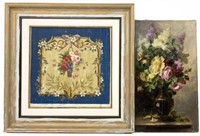 Lot of 2 Large Floral Paintings, Unsigned.