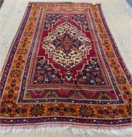 11 - RED, ORANGE & DK BLUE AREA RUG 11'X7'