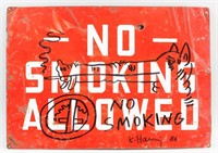 Keith Haring American Mixed Media Sign Metal Board