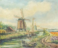 Dutch Oil on Canvas Landscape Signed Vincent