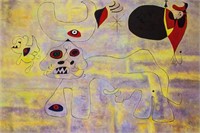Joan Miro Spanish Surrealist Mixed Media on Canvas