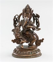 Indian Bronze Ganesha Statue with Thunderbolt MK