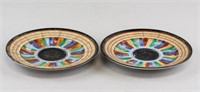 Pair Japanese Pottery Saucer with Mark