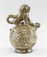 Chinese Yuan Style Porcelain Lion Wine Pot