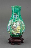 Chinese Green Porcelain Vase with Figure