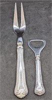 2 COHR Silver Plated Handle Fork & Bottle Opener