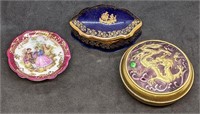 3 Miniature Decorative Pieces - 2 Are Limoges