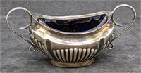 1912 Sterling Silver Salt Bowl With Cobalt Insert