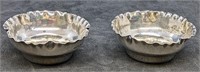 2 Sterling Silver Scalloped Edge Salt Bowls