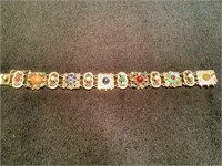 14K gold vintage slide style gemstone bracelet