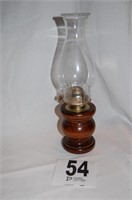 Wooden Base Oil Lamp 15"