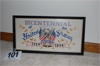 Framed Bicentennial Needle Point 20x10.5”
