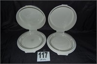2 Glass Pyrex Pie Pan and Keeper