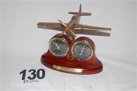 Airplane Clock and Thermometer Décor 10”