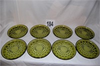 8 Avocado Green Glass 9’’ Plates