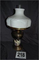 19” Brass and White Glass Lamp