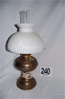 21” Brass Lamp with White Glass Shade