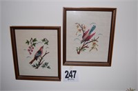 Framed Needle Point Birds 12.5x14.5”