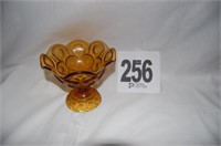 Amber Glass Candy Dish 6”