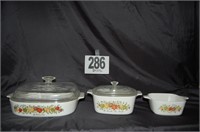 3 ‘Spice of Life’ Corning Ware Baking Dishes