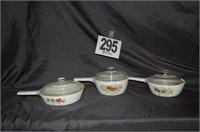 3 ‘Spice of Life’ Corning Ware Pans with Lids