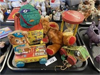 Twyford mohair bear, FP & Playskool toys.