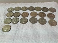 20 Franklin half dollars various dates and mint