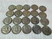 20 Franklin half dollars various dates and
