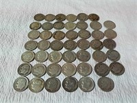 47 Roosevelt dimes various dates and mint marks