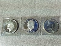 3 uncirculated proof Eisenhower dollars 40% silver