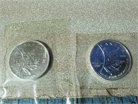 2- Canadian maple leaf $5 silver