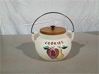 Purinton cookie jar with metal handle marked
