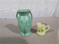 Red Wing vase and souvenir custard glass pitcher