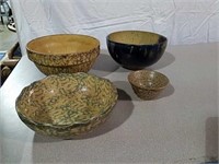 Four pottery vintage bowls