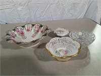 Floral bowl marked Austria, Lenox glass bowls