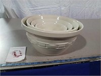 Longaberger pottery nest of mixing bowls