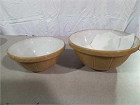 12 and 10 in mixing bowls marked Mason Cash