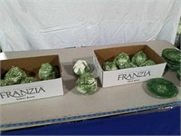 Three boxes cabbage shaped covered soup dishes