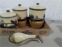 Pinecone canister set and spoon rest