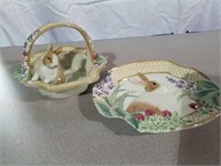 Fitz & Floyd bunny platter and basket