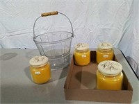 Glass basket and four citronella candles