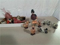 Bird figurines resin and glass