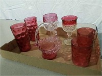 Pink glasses and basket