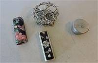 Enamel Lighter Holders, Lipstick Stand, Etc