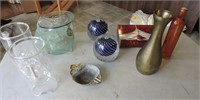 Scent Burners, Candles, Brass Dish & Vase Etc