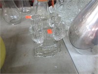 2-- GLASS CANDLE HOLDERS