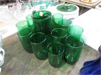GREEN GLASSES & PITCHER