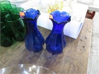 2-- BLUE GLASS VASES